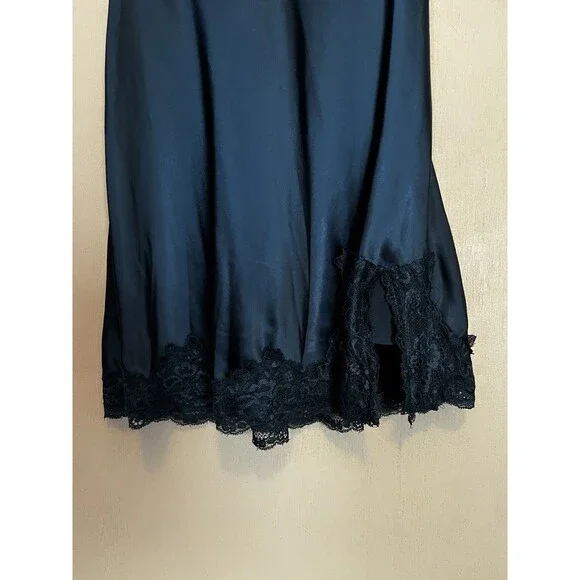 Princess Polly Blue Satin Slip Dress with Lace Trim Size 4 - Picture 10 of 16